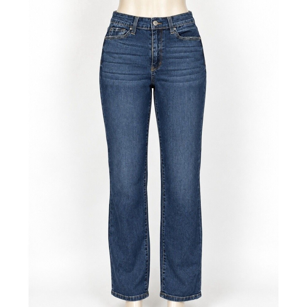 Judy Blue Jeans Womens 7/28 Straight Leg High Rise Stretch Dark Wash Denim